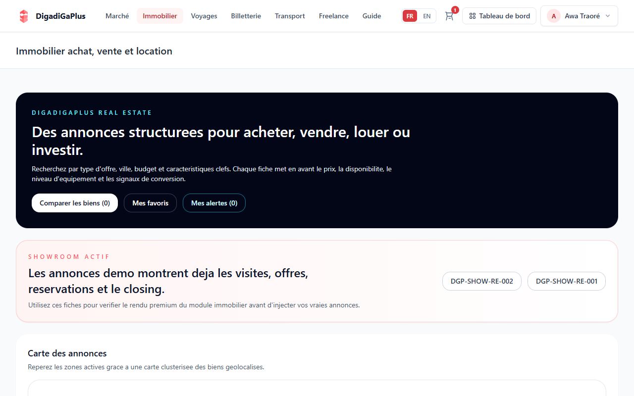 Recherchez un bien — capture d’écran DigadiGaPlus