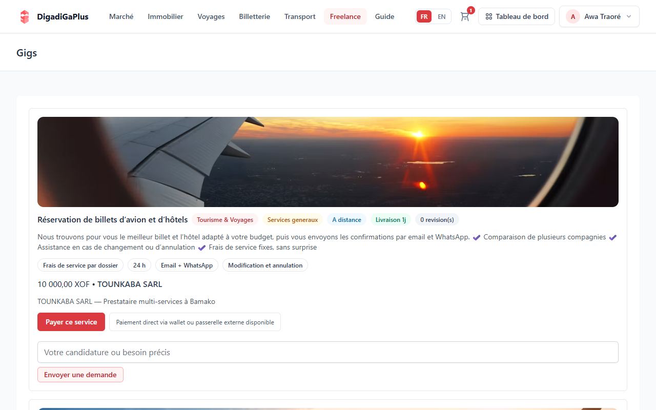 Parcourez les services — capture d’écran DigadiGaPlus