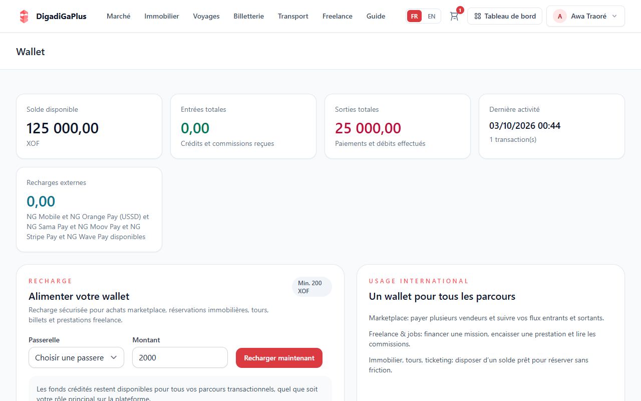 Ouvrez votre wallet — capture d’écran DigadiGaPlus